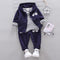 3 Pcs Boys Stripes Print T-shirts And Matching Jackets And Pants Casual Set