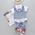 3 Pcs Stylish Boys Stripes Print Vests And Shorts And White Shirts