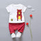 2 Pcs Casual Boys Cotton Cartoon Bear Print Tees And Matching Shorts Set