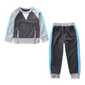 2 Pcs Boys Cotton Patchwork Round Neck Sweatshirts And Pants