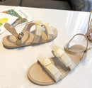 Hot Sale Sweet Double Bowknot Pattern Flat Sandals Shoes
