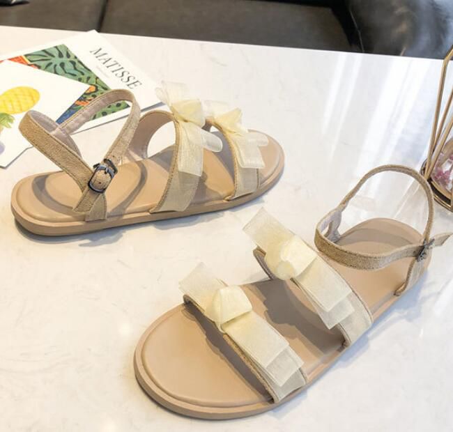 Hot Sale Sweet Double Bowknot Pattern Flat Sandals Shoes