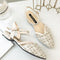 Classic Plaid Pattern Chunky Heel Pointed Toe Buckle Strap Sandals Shoes