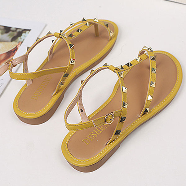 Fashion Stud Decor Toe Ring Slingback Sandals Shoes