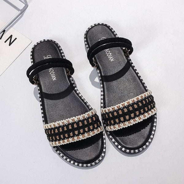 Color Matching Design Two Wearing Ways Fashion Slippers Shoes
