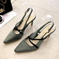 Fashion Elegant Buckle Strap Pointed Toe Kitten Heel Sandals Shoes