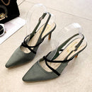 Fashion Elegant Buckle Strap Pointed Toe Kitten Heel Sandals Shoes