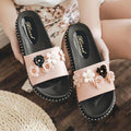 Flower Pattern Rhinestone Decor Platform Slippers Shoes