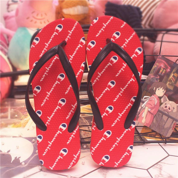 Letter Print Casual Soft Insole Anti Skid Toe Post Slippers Shoes