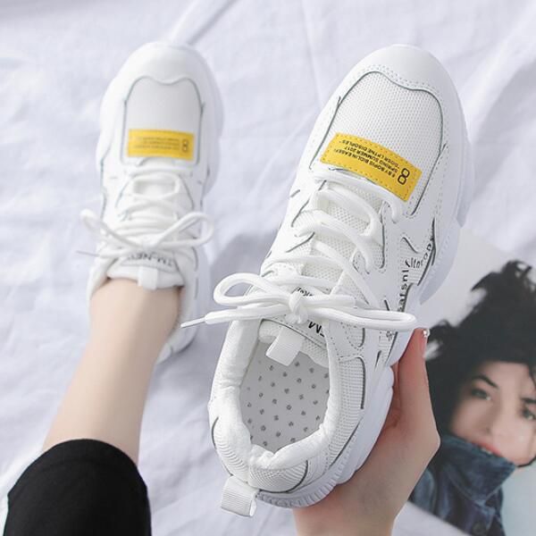 Fashion Lace-up Breathable Round Toe Hidden Wedge Sneakers