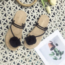 Flower Pattern Toe Ring Design Women Fashion Vacation Style Slippers Shoes