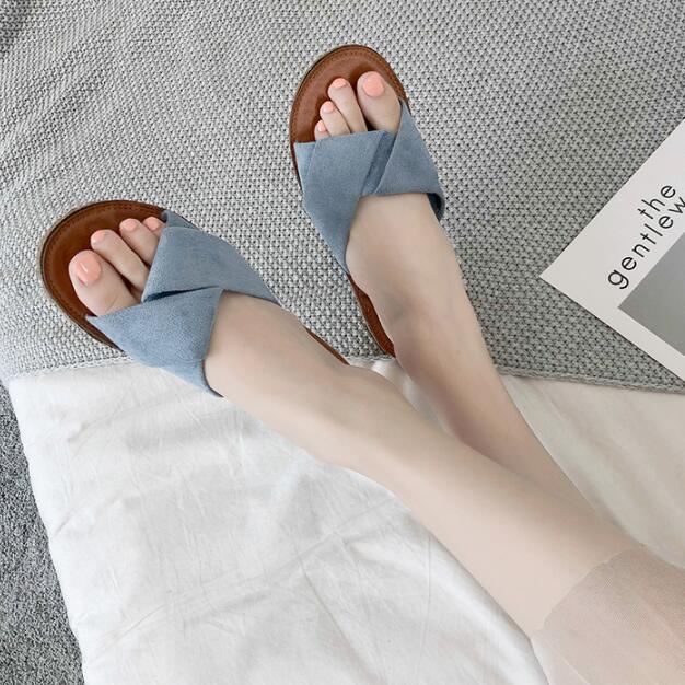 Fashion Comfortable Suede Upper Open-toe Beach Slippers Shoes