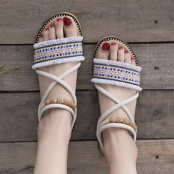 Ethnic Style Tassel Design Casual Outdoor Beach Sandals Shoes