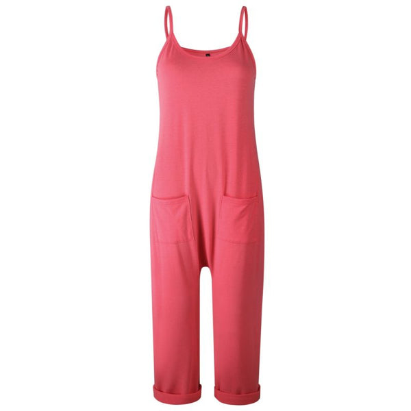 Casual Loose Pattern Sleeveless Strap Jumpsuits