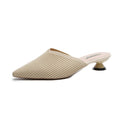Breathable Elastic Knitted Upper Pointed-toe Low Heel Slippers Shoes