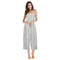 Classic Stripes Print Women Casual Strapless Wide-leg Jumpsuits