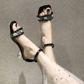 Beaded Sequin Design Open Toe Fashion Crystal Heel Sandals Shoes