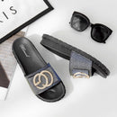 Fashion Metal Accessories Decor Women Outdoor Platform Slippers Shoes