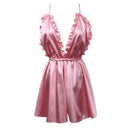Hot Sale Women Sexy Solid Color Satin Backless Ruffled Rompers