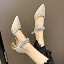 Women Fashion Plaid Pattern Pointed-toe Lace Up Chunky Heel Sandals Shoes