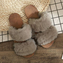 Imitated Fur Upper Women Solid Color Flat Slippers Shoes