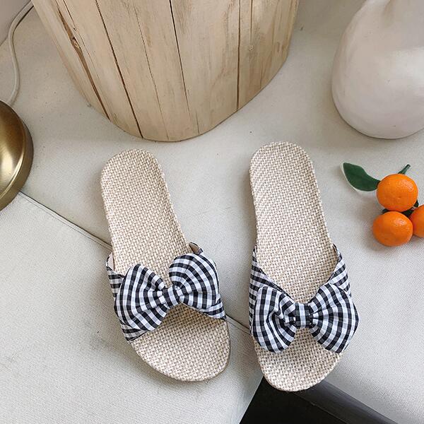 Cute Floral Bowknot Pattern Decor Upper Anti Skid Slippers Shoes