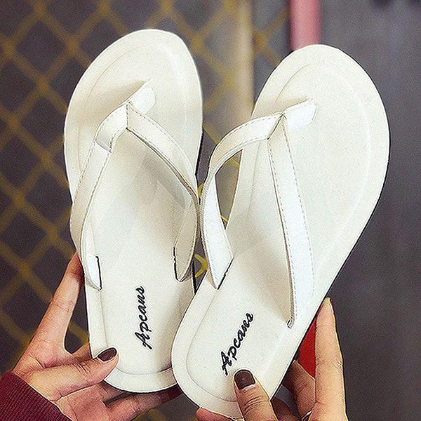 Simple Solid Color Women Antiskid Flat Flip-flop Slippers Shoes