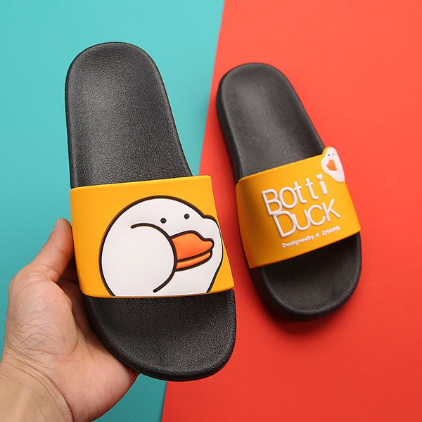 Cute Cartoon Print Upper Women Antiskid Flat Slippers Shoes