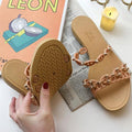 Fashion Beaded Ring Buckle Design Outdoor Low Heels Slippers Shoes