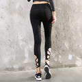 Creative Hollow Out Design Women Solid Color Sports Leggings