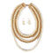 Creative Multilayer Metal Chain Imitation Pearl Exaggerated Necklace Earrings Set