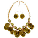 Women Candy Color Round Shape Acrylic Beads Decor Pendant Necklace Earrings Set