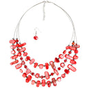 Hot Sale Irregular Shaped Multi Color Stone Beads Design Women Necklace Earrings Set