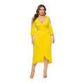 Bright Color Women Unique Cool-shoulder Irregular Hemline Half Sleeve Dress