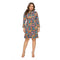 Casual V Neck Long-sleeve Multicolor Leopard Print Flouncing Dress