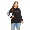 Women Plus Size Street Style Lace Patchwork Letter Print Sweatshirt