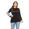 Women Plus Size Street Style Lace Patchwork Letter Print Sweatshirt