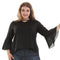 Plain Color Sweet Flare Sleeve Women Plus Size Chiffon Tops