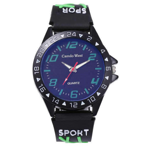Hot Sale Schoolboy Multicolor Letter Pattern Silicone Band Sports Watch