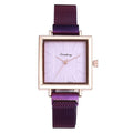 Creative Square Shape Dial Plate Women Magnetic Metal Band Watch