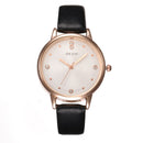 Casual Women Simple Rhinestone Decor Solid Color PU Band Watch
