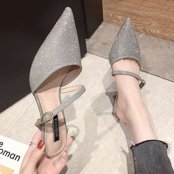 Fashion Sexy Sequin Design Pointed-toe Stiletto Slippers Shoes