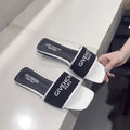 Fashion Letters Printed Retro Style Square-toe Beach Slippers Shoes