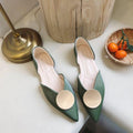Round Shaped Metal Design Pointed-toe Solid Color Slip On Shoes