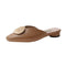 Cover Toe Round Shaped Buckle Design PU Upper Slingback Mules Shoes
