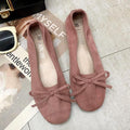 Bowknot Pattern Design Square-toe Solid Color Soft Insole Flat Shoes