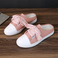 Women Cover Toe Bowknot Lace-up Design Casual Slip On Shoes