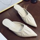Fashion Simple Style Solid Color Cover Toe High Heel Slippers Shoes