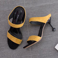 Double Bands Design Open Toe Suede Upper Stiletto Slippers Shoes