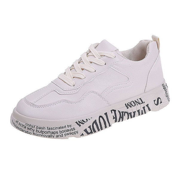 Letters Print Casual Women Lace-up Platform Sneakers Shoes